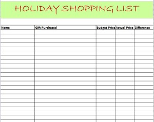 holiday shopping list