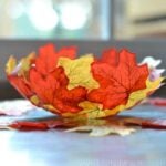 Fall colored leaves in the shape of a bowl