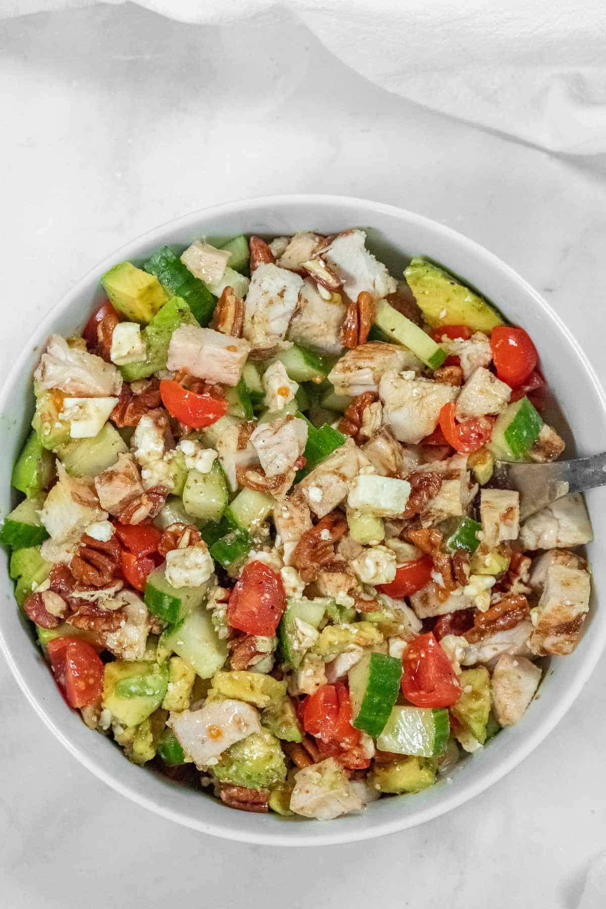 Chicken Avocado Cucumber Tomato Feta Salad