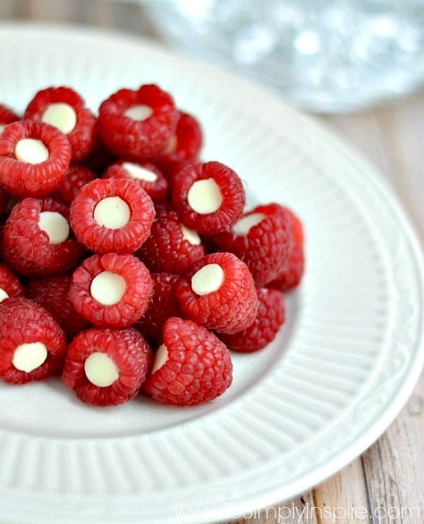 Raspberries with White Chocolate Chips inside