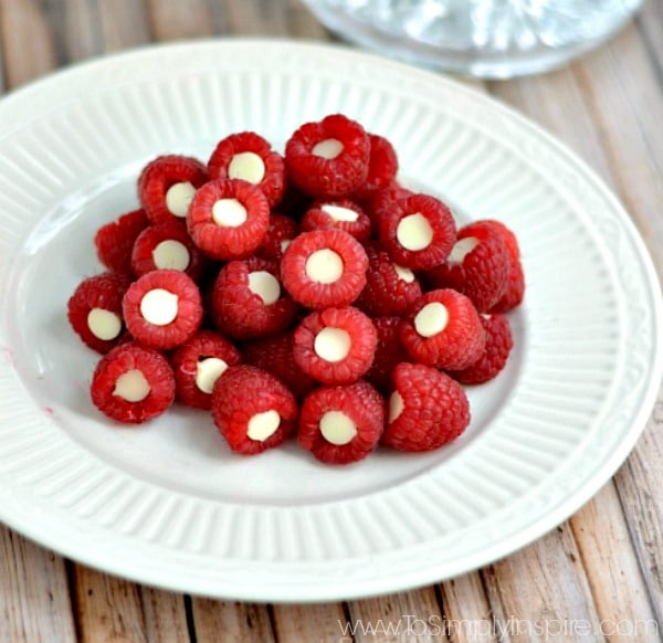 Raspberries with White Chocolate Chips inside 