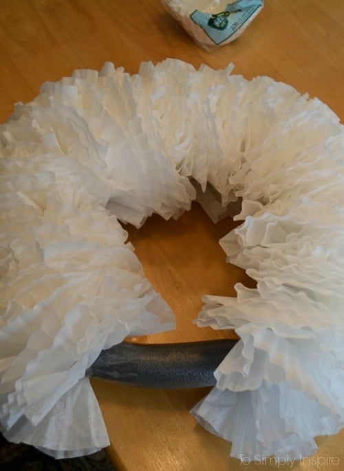 coffee filter almost-finished-wreath