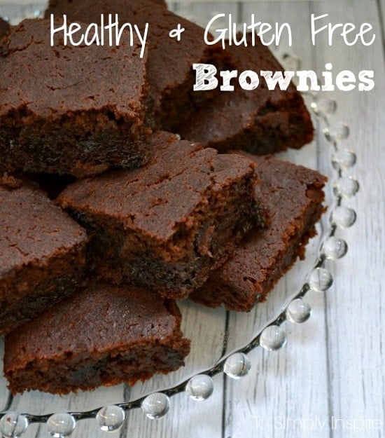 Healthy Gluten Free Brownies stacked on a plate