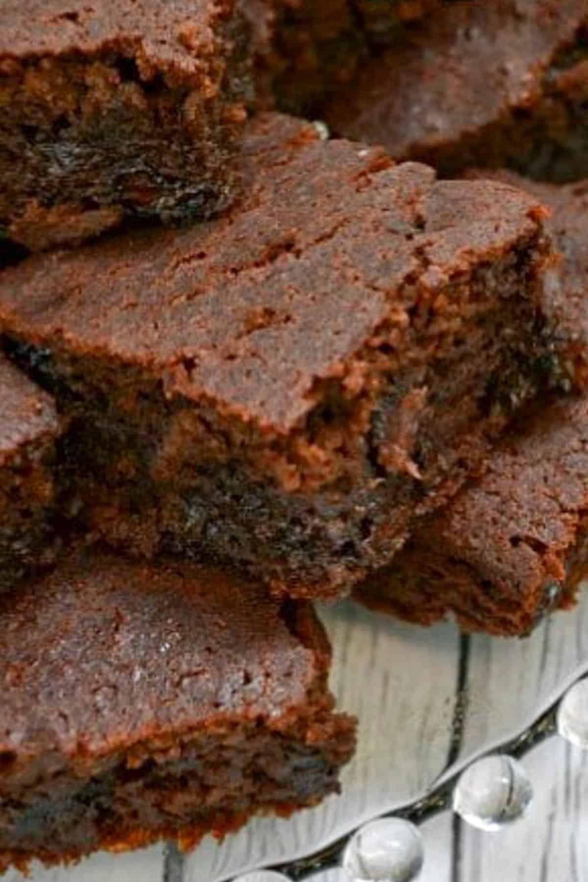 Healthy Gluten Free Brownies stacked on a plate