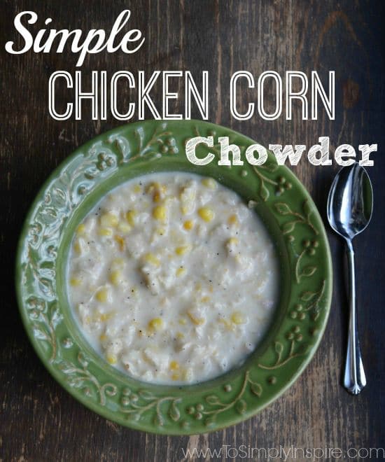 chicken corn chowder in a green bowl