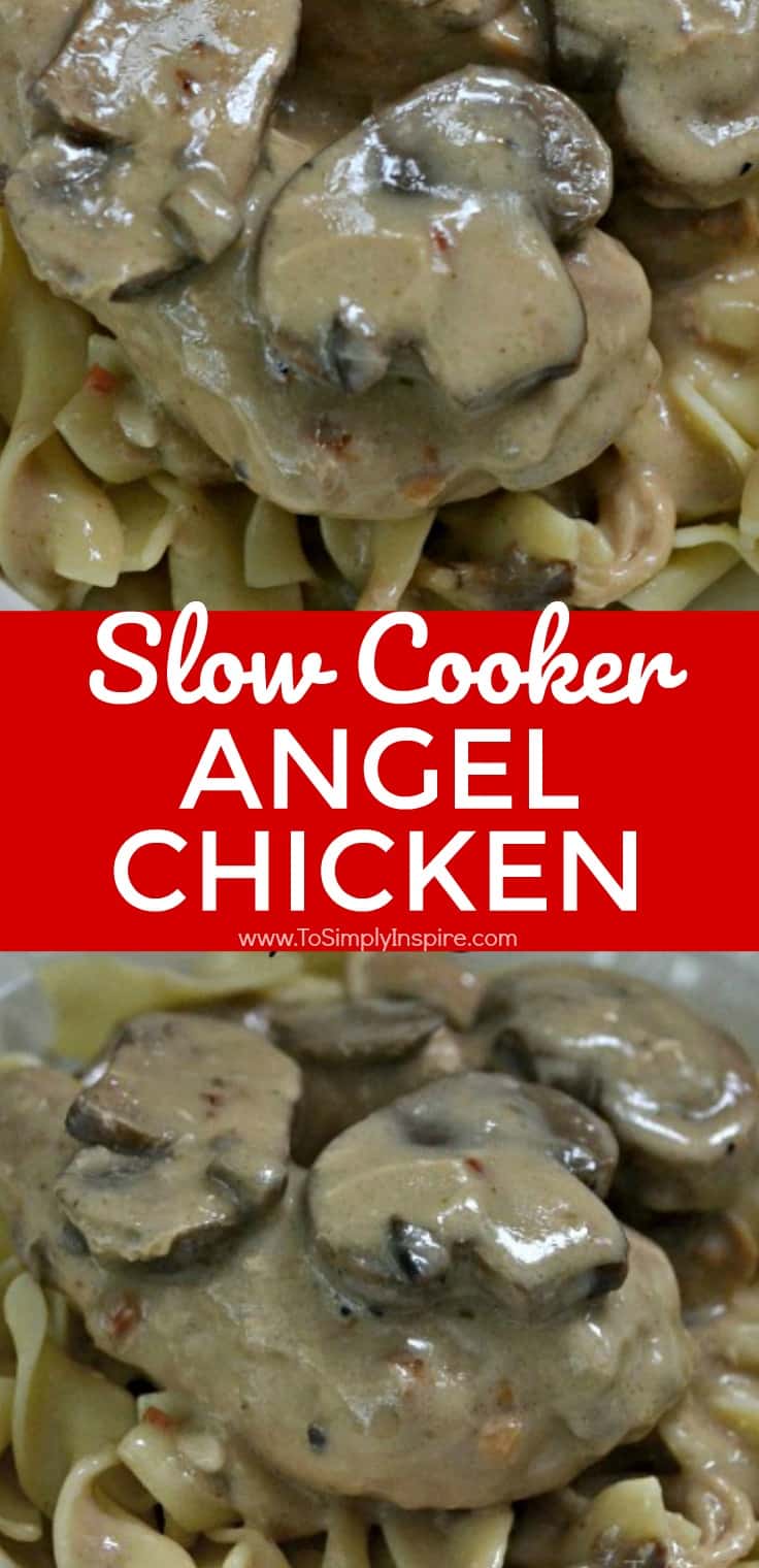This creamy Slow Cooker Angel Chicken is simple mouthwatering yumminess. Serve over egg noodles for a delicious comfort food favorite. This creamy Slow Cooker Angel Chicken is simple mouthwatering yumminess. Serve over egg noodles for a delicious comfort food favorite.