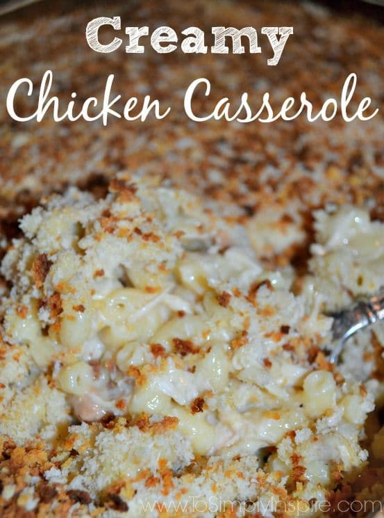 closeup of Chicken Casserole recipe with breadcrumb topping