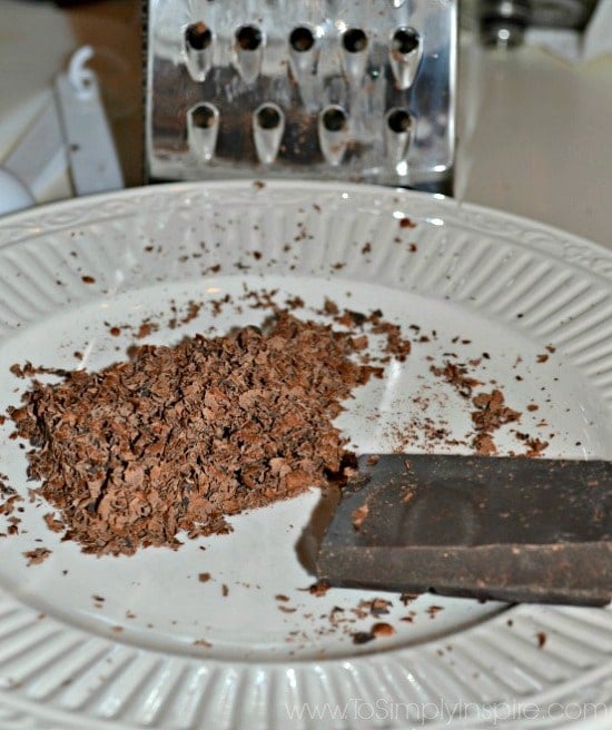 grated chocolate on a white plate