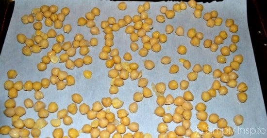 uncooked Chickpeas on parchment paper