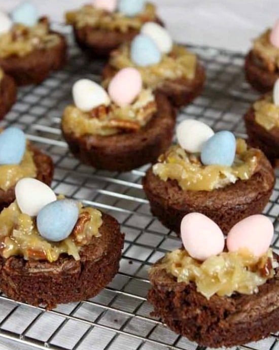 Easter Bird\'s Nest German Chocolate Brownie Bites