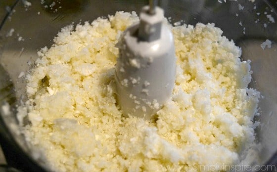 cauliflower riced in a food processor