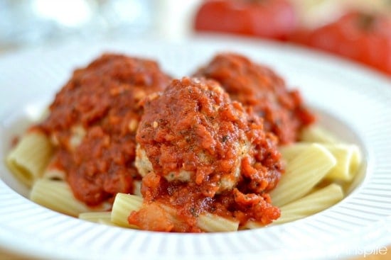 A close up of food on a plate, with Meatball and Turkey meat