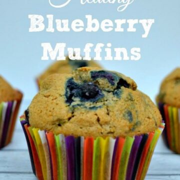 blueberry muffin in rainbow muffin liner