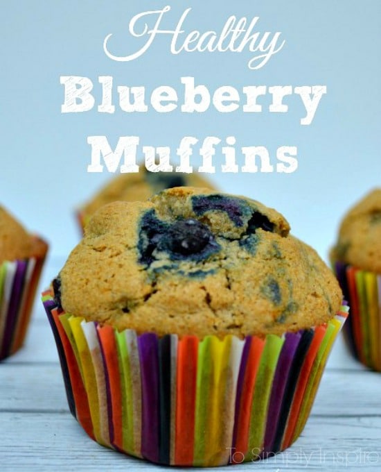 Healthy Blueberry Muffins blueberry muffin in rainbow muffin liner