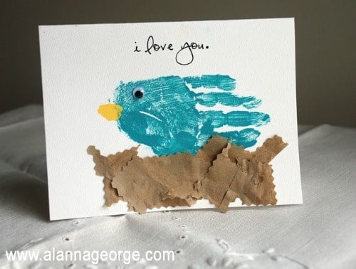 Mothers Day Handprint Bird Card 