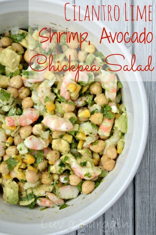 Cilantro Lime Shrimp, Avocado, Chickpea Salad