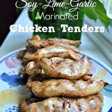 a floral plate full of grilled chicken tenders