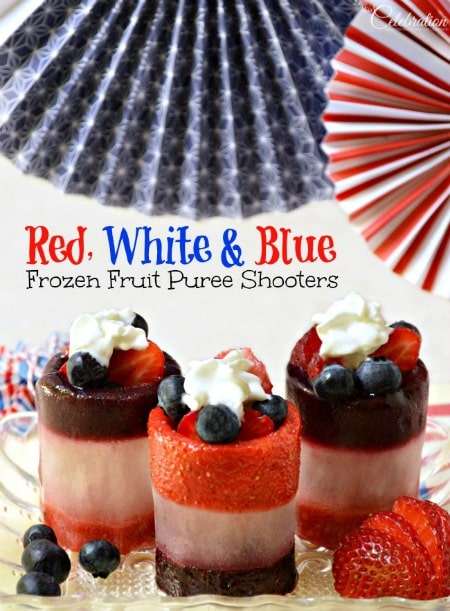 red white and blue layered fruit in small glasses  