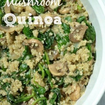 quinoa with mushrooms and sautéed spinach