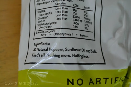 Skinny pop individual bags nutrition