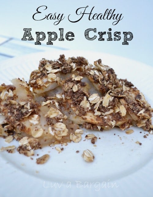 This Healthy Apple Crisp features all the goodness your expecting with less sugar. Enjoy the warm comfort of this Fall tradition! apple crisp on a white plate