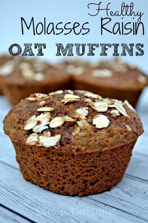 Healthy Molasses Raisin Oat Muffins