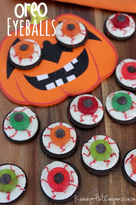 halloween treats of oreo eyeball cookies