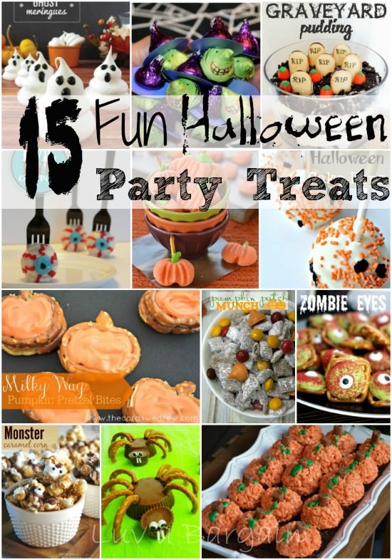 A bunch of different halloween treats and desserts