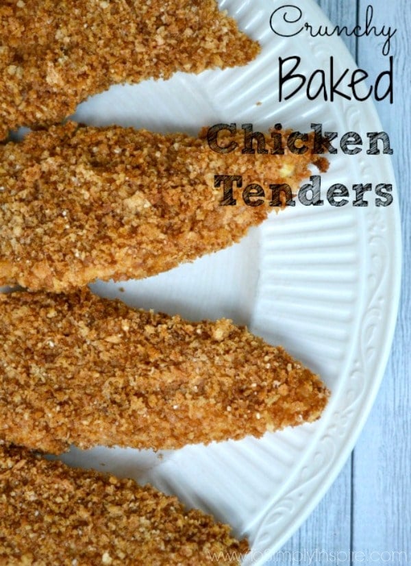 a white plate with several crispy battered chicken tenders  