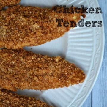 crispy chicken tenders on a white plate