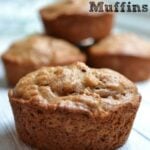 four almond butter muffins on a table