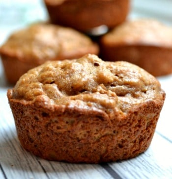 A close up of a almond butter muffins