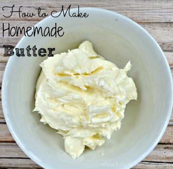 a bowl of homemade whipped butter with text overlay