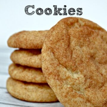 A close up of a stack of 5 Snickerdoodle cookies