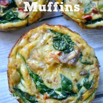 Closeup of the top of Spinach Quiche Muffin