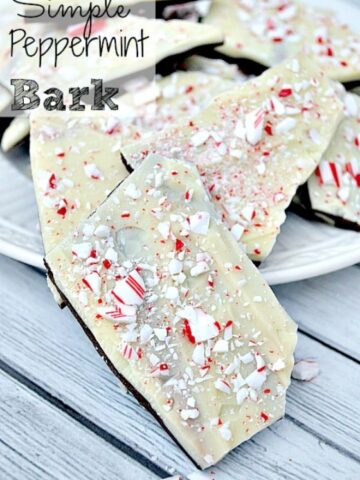 Peppermint Bark pieces on a white plate