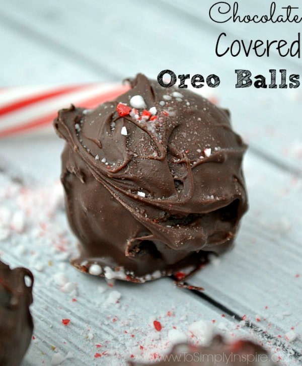 Oreo Balls Recipe sprinkled with crushed candy canes