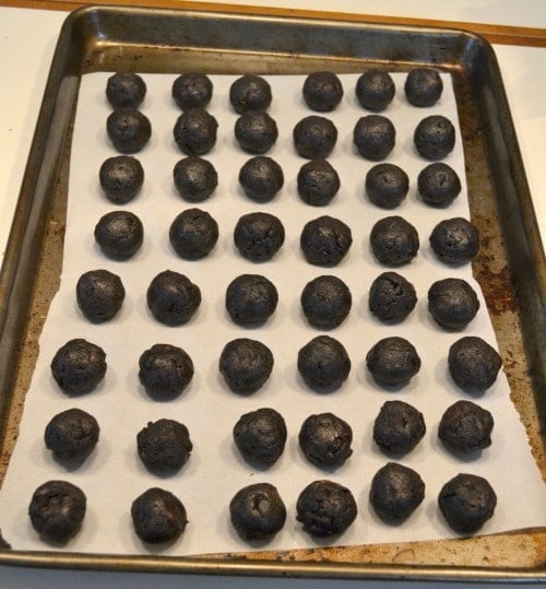 oreo balls on a baking sheet