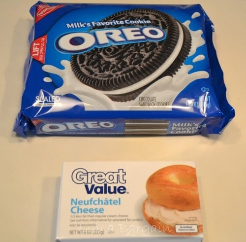 package of oreo cookies and cream cheese on a countertop