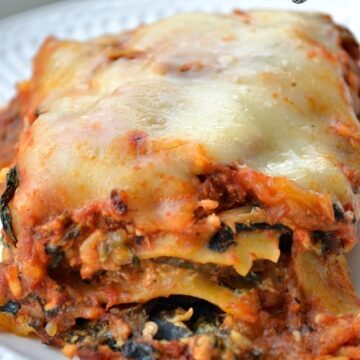 A close up of a piece of vegetable lasagna