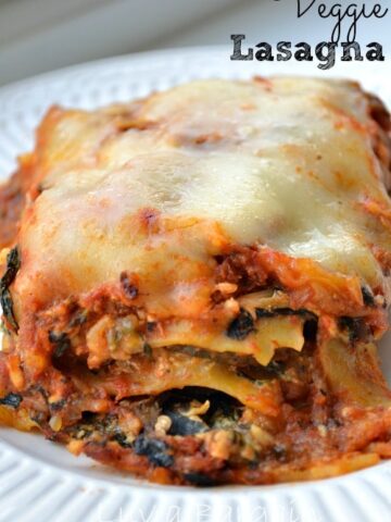 A close up of a piece of vegetable lasagna