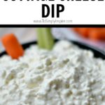 ranch cottage cheese dip in black bowl with carrot and celery