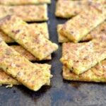 slices of Cauliflower Breadsticks on a baking sheet