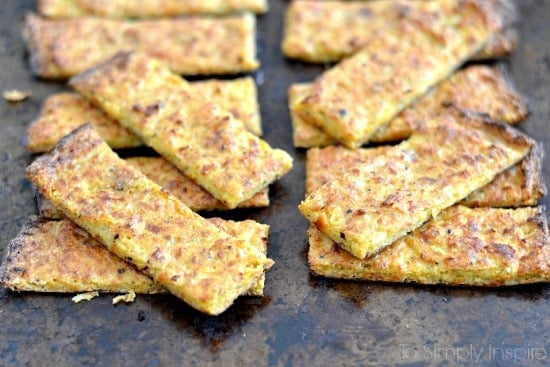 slices of Cauliflower Cheese Bread on a baking sheet