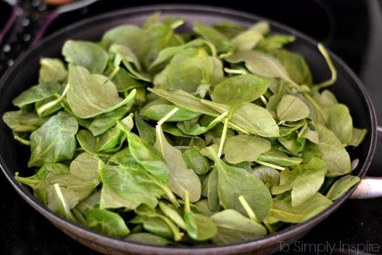 Baby Spinach in a pan on the stove