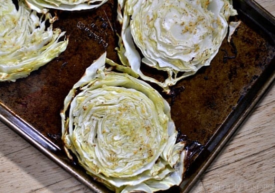 Baked Cabbage on a baking sheet