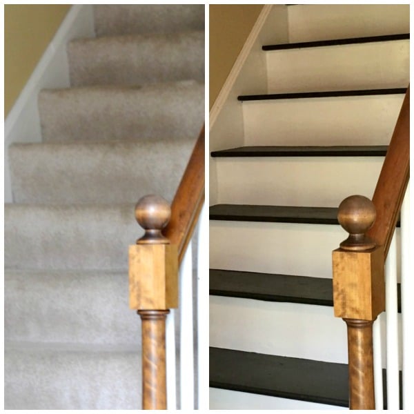 carpeted stairs and painted stairs comparison