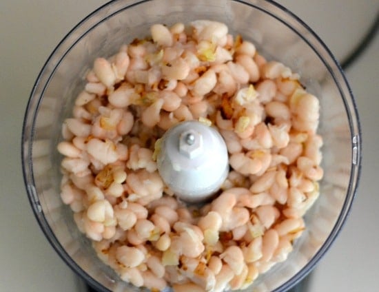 white beans in a food processor