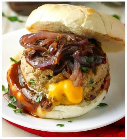 Cheddar stuffed turkey burgers