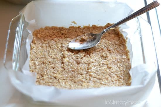 oats and mashed bananas mixed together and spread in a square dish